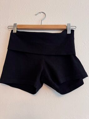 Women’s Black Fold-Over Waist Athletic Shorts